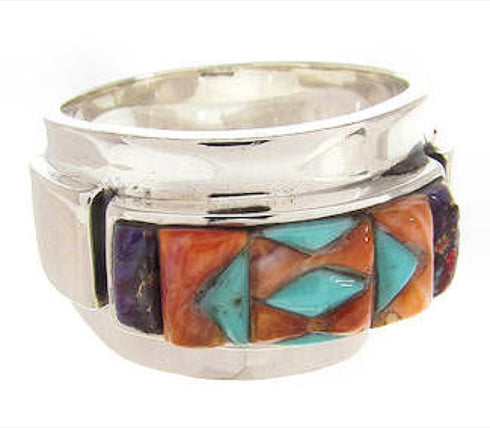 Multicolor Inlay Southwest Silver Ring Size 6-1/4 XS58038